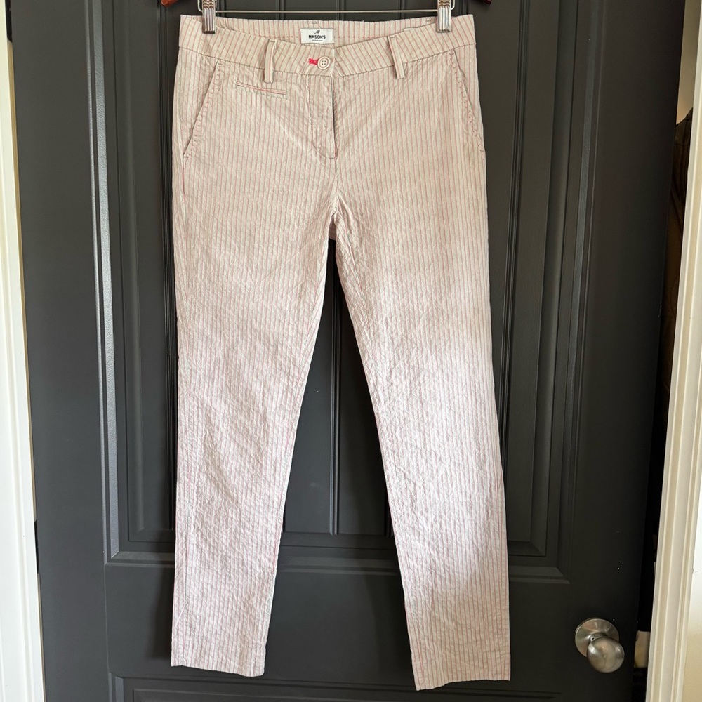 Mason's Womens New York Slim Chino Pants cream Pink Stripe US‎ 8 IT 44 Ankle